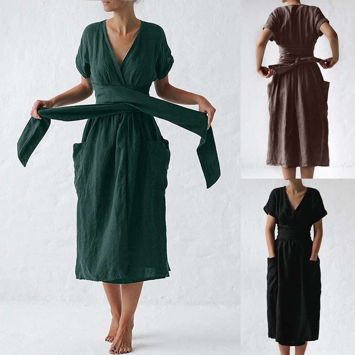 Melanie™ | שמלת מעטפת עם כיסים