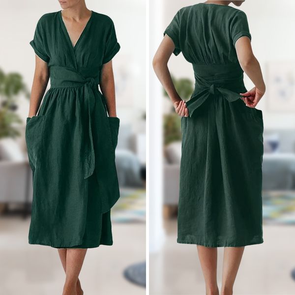 Melanie™ | שמלת מעטפת עם כיסים