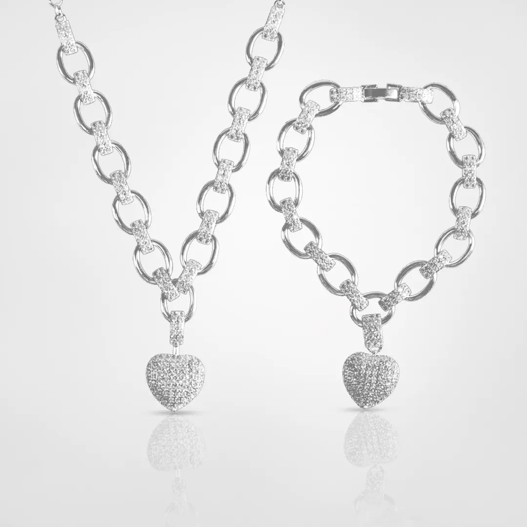 סט תכשיטי לב LAZEDO™ - שרשרת + צמיד